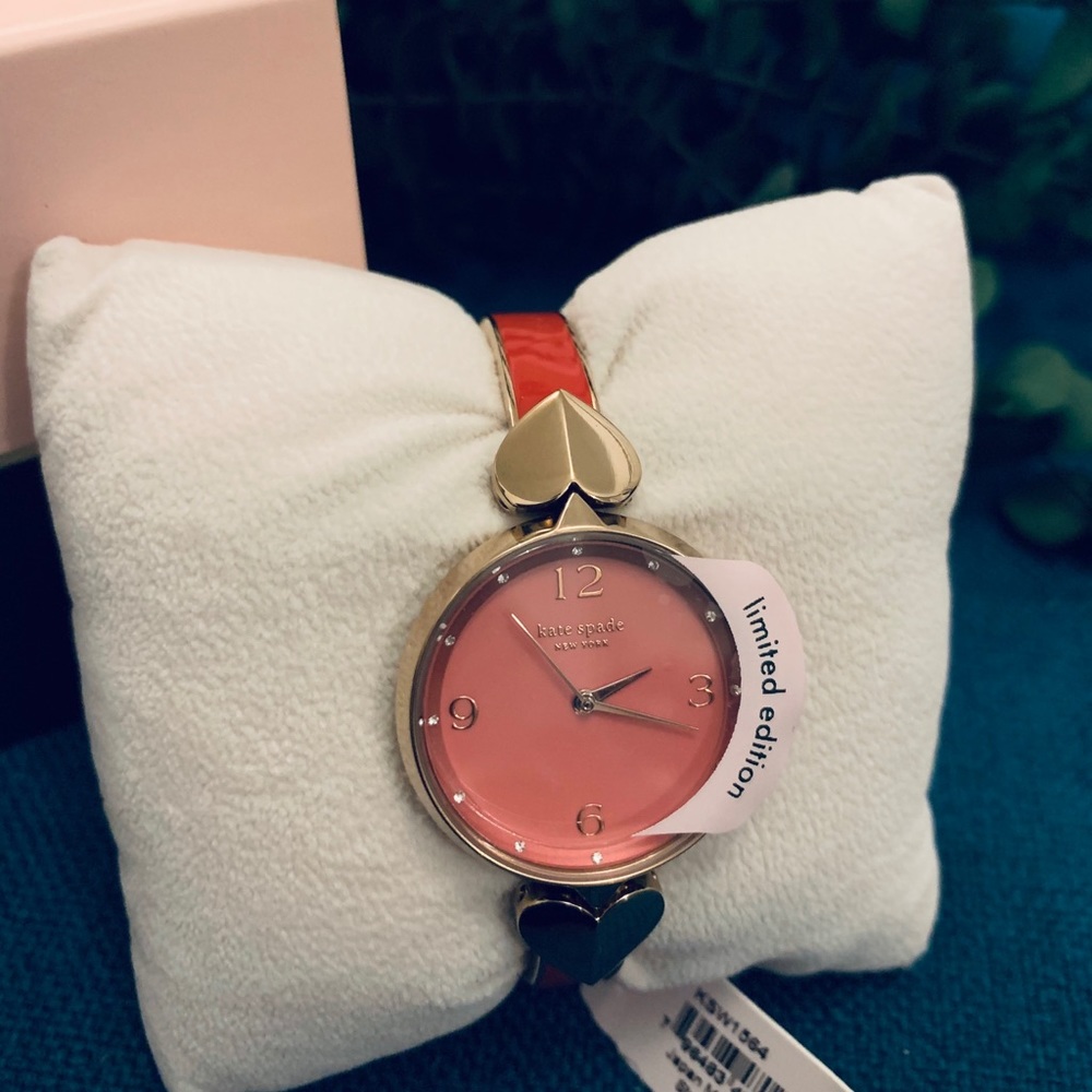 ❤️Hollis red enamel stainless steel bangle watch